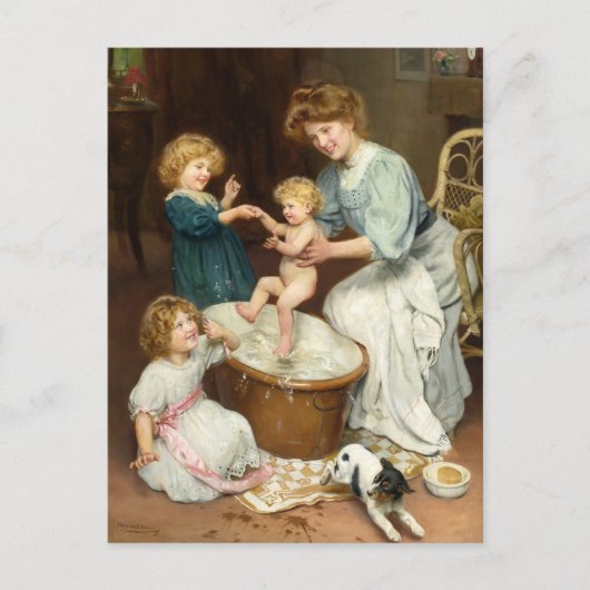 Baby's Bath Time | Arthur John Elsley Postkarte (Vorderseite)