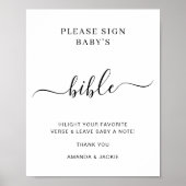 Baby's Bible Modern Minimalist Baby Shower Signage Poster (Vorne)