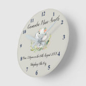 Baby's Birth Memento With Baby Elephant Runde Wanduhr (Winkel)
