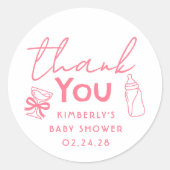 Baby's Bottle and Champagne Funny Thank You Runder Aufkleber (Vorderseite)