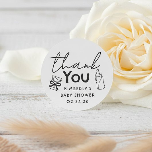 Baby's Bottle and Champagne Funny Thank You Runder Aufkleber