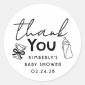 Baby's Bottle and Champagne Funny Thank You Runder Aufkleber (Vorderseite)