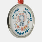 Baby's Boy First Christmas Niedlich Elephant Ornament Aus Metall (Rechts)