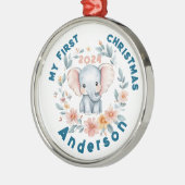 Baby's Boy First Christmas Niedlich Elephant Ornament Aus Metall (Links)