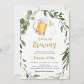 Babys brauen Grünpflanzen Zweiwindusche Einladung (Vorderseite)