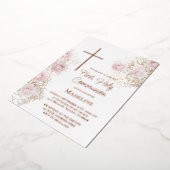 baby's breath and pink roses First Communion Folieneinladung (Gedreht)
