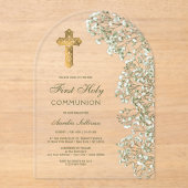 Baby's Breath Arch First Communion Acryleinladungen (Vorderseite)