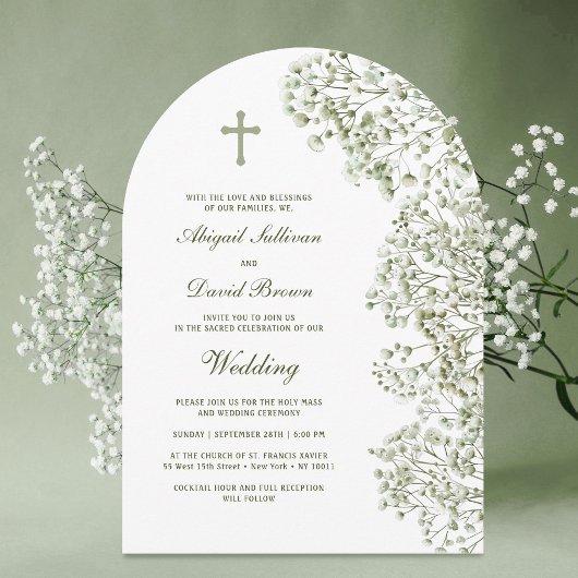 Baby's Breath Arch Religious Wedding Einladung