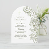 Baby's Breath Arch Religious Wedding Einladung (Stehend Vorderseite)