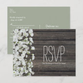 Baby's Breath auf rustikaler Holz-Landhochzeit Postkarte (Vorne/Hinten)