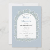 Baby's Breath Blue Boy Gypsophila Baby Shower Einladung (Vorderseite)