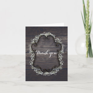 Baby's Breath Blumen & Dunkle Rustikale Holz Danke