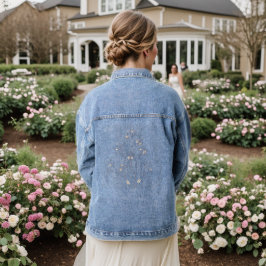 Baby's Breath Blumen - Feine Linienkunst Jeansjacke