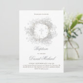 Baby's Breath Blumen Taufe Einladung (Stehend Vorderseite)