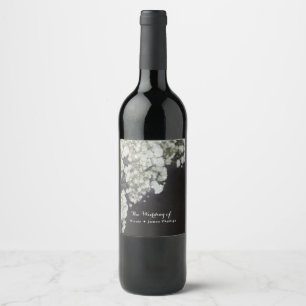 Baby's Breath Dunkle Holz Rustikale Elegante Wein  Weinetikett