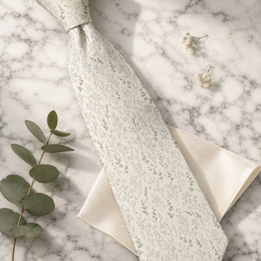 Baby's Breath & Eucalyptus Blumenmuster Krawatte