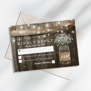 Baby's Breath Fass Landhochzeit RSVP Karte