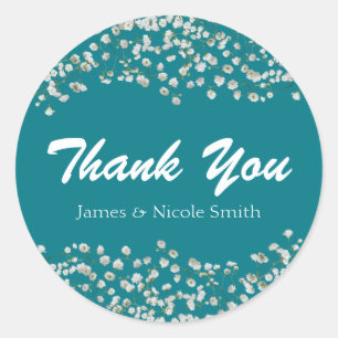 Baby's Breath Floral WÄHLEN SIE IHRE EIGENE FARBE Runder Aufkleber