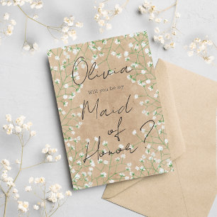 Baby's Breath Floral Wirst du meine Trauzeugin sei Einladung