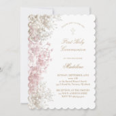 Baby's Breath flowers First Communion Einladung (Vorderseite)