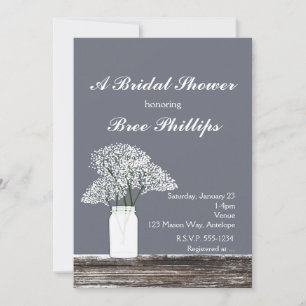Baby's Breath im Mason-Glas Rustikal Graue Einladu Einladung