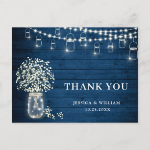 Baby's Breath-Mason-Glas-Lichter Rustikal Danke Postkarte