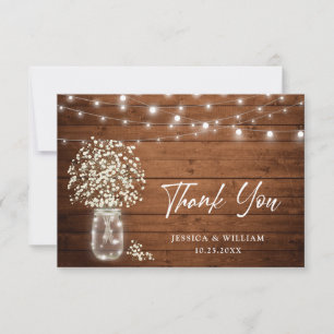 Baby's Breath Mason Glas Rustikale Wasserfarbe Dankeskarte