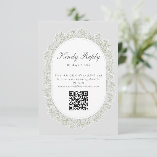 Baby's Breath Monogram Gypsophila Floral Wedding Begleitkarte (Stehend Vorderseite)
