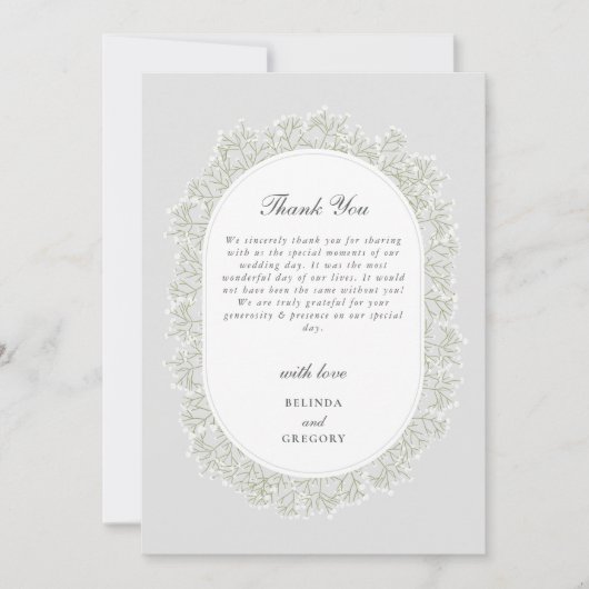 Baby's Breath Monogram Gypsophila Floral Wedding Dankeskarte (Vorderseite)