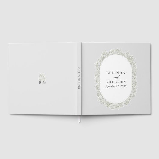 Baby's Breath Monogram Gypsophila Floral Wedding Gästebuch (Voll)