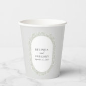 Baby's Breath Monogram Gypsophila Floral Wedding Pappbecher (Vorderseite)