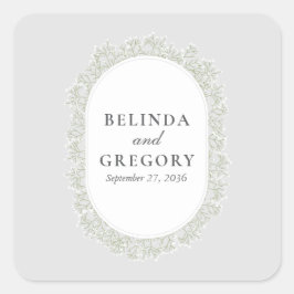 Baby's Breath Monogram Gypsophila Floral Wedding Quadratischer Aufkleber