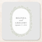 Baby's Breath Monogram Gypsophila Floral Wedding Rechteckiger Pappuntersetzer (Vorderseite)