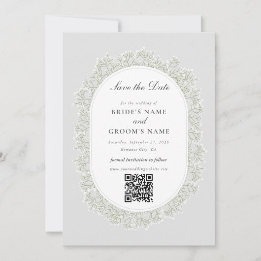 Baby's Breath Monogram Gypsophila Floral Wedding Save The Date (Vorderseite)