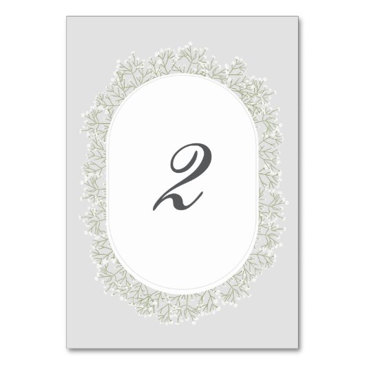Baby's Breath Monogram Gypsophila Floral Wedding Tischnummer (Vorderseite)