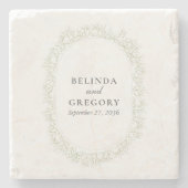 Baby's Breath Monogramm Gypsophila Florale Hochzei Steinuntersetzer (Vorderseite)