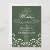 Baby's Breath on Sage Green Religious Wedding Einladung (Vorderseite)