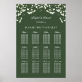 Baby's Breath on Sage Green Wedding Seating Chart Poster (Vorne)