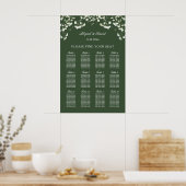 Baby's Breath on Sage Green Wedding Seating Chart Poster (Küche)