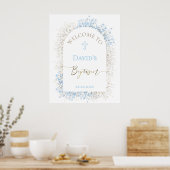 Baby's Breath weiß blau Taufe Willkommen Poster (Küche)