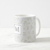Baby's Breath Weiße Florale Gypsophila Monogramm Kaffeetasse (VorderseiteRechts)