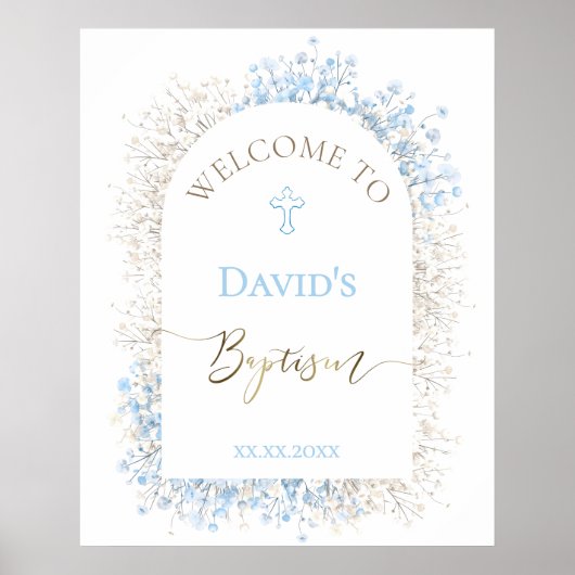 Baby's Breath white blue Baptism welcome Poster (Vorne)