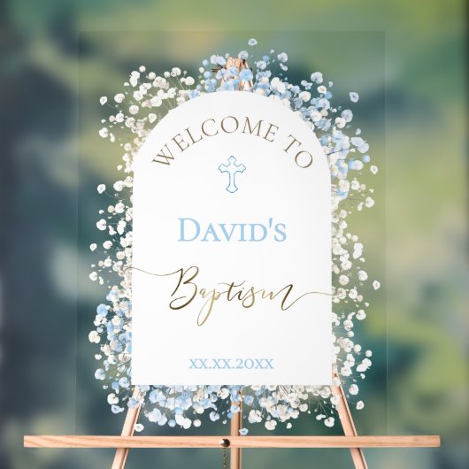 Baby's Breath white blue welcome sign Acrylschild (Neutral)