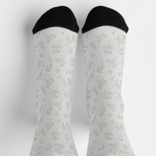 Baby's Breath White Floral Gypsophila Socken (Oben)