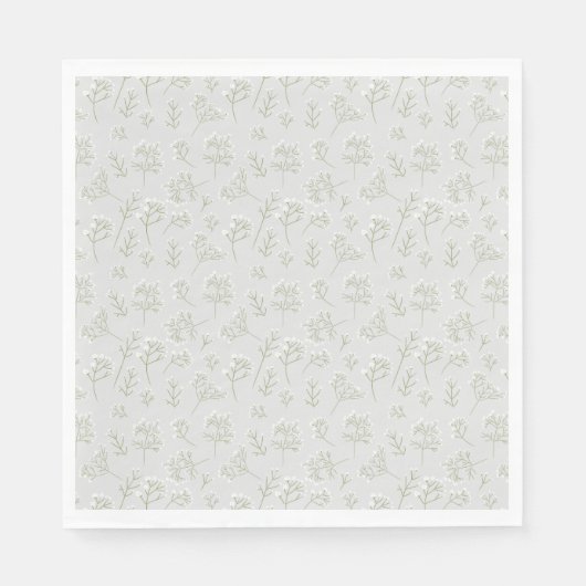 Baby's Breath White Floral Watercolor Gypsophila Serviette (Vorderseite)