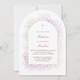 Baby's Breath white lilac baby girl Baptism Einladung