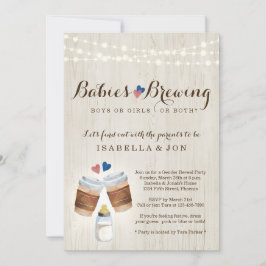 Babys Brewing Coffee Tea Twin Gender Reveal Party Einladung