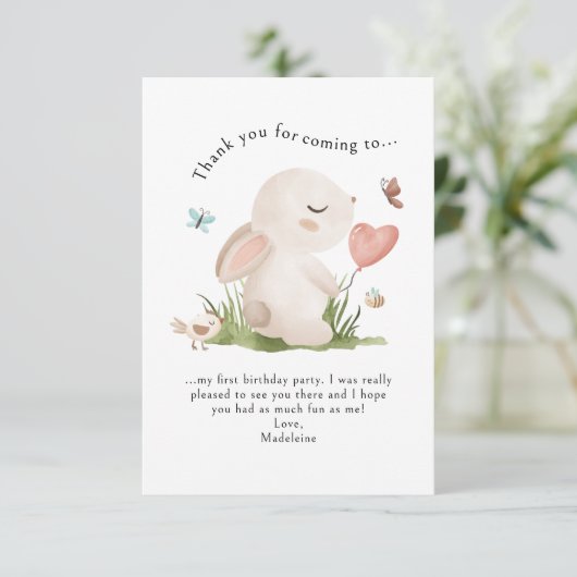 Babys Bunny Rabbit Birthday Danke (Stehend Vorderseite)