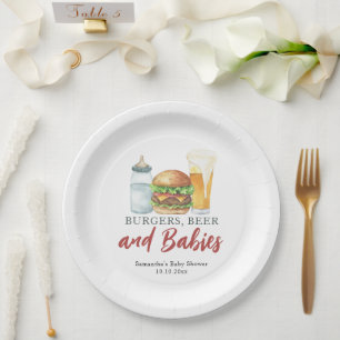 Babys, Burger und Bier Baby-Party Pappteller