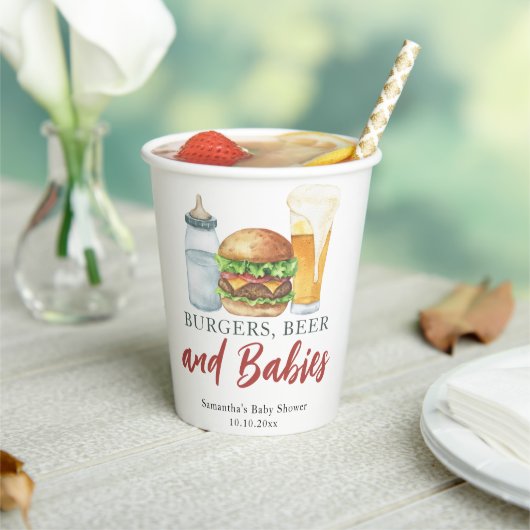 Babys, Burgers und Beer Baby Dusche Pappbecher (In Situ)